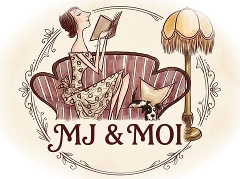 My Store: MJ leest op een gestreepte bank, met hond en schemerlamp